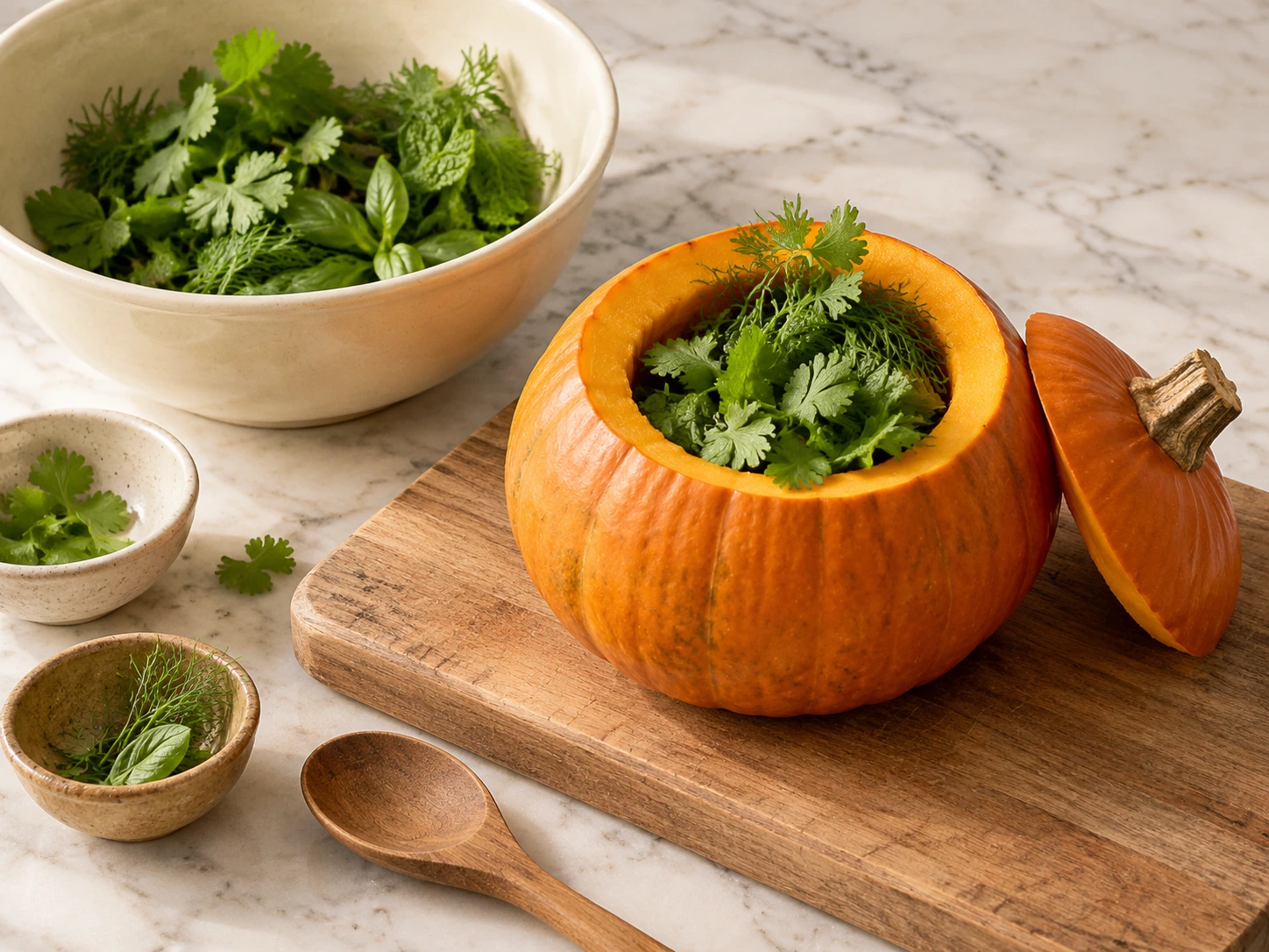 Herb Stuffed Pumpkin Hollow for Rabbits