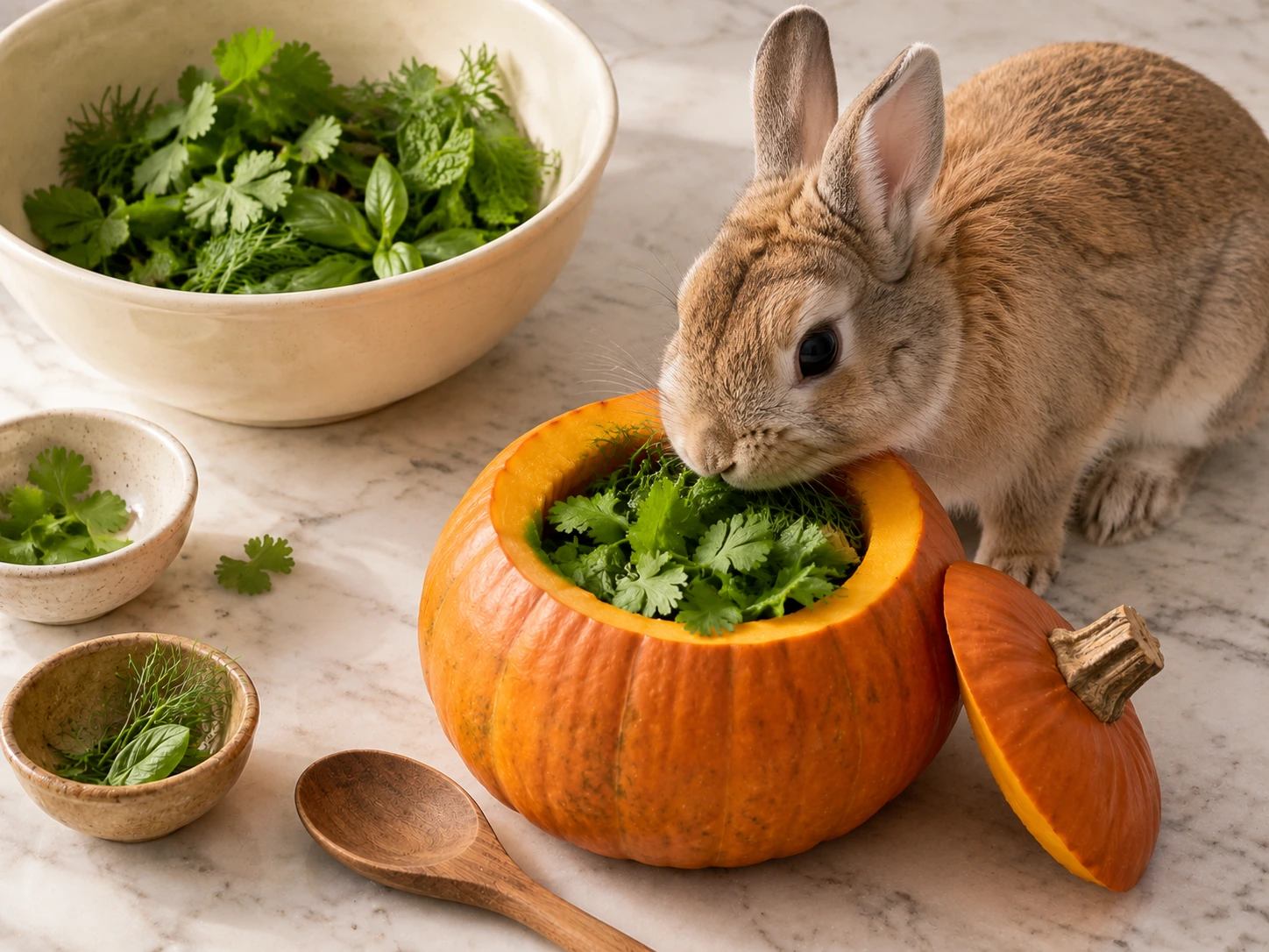 Herb Stuffed Pumpkin Hollow for Rabbits step 5