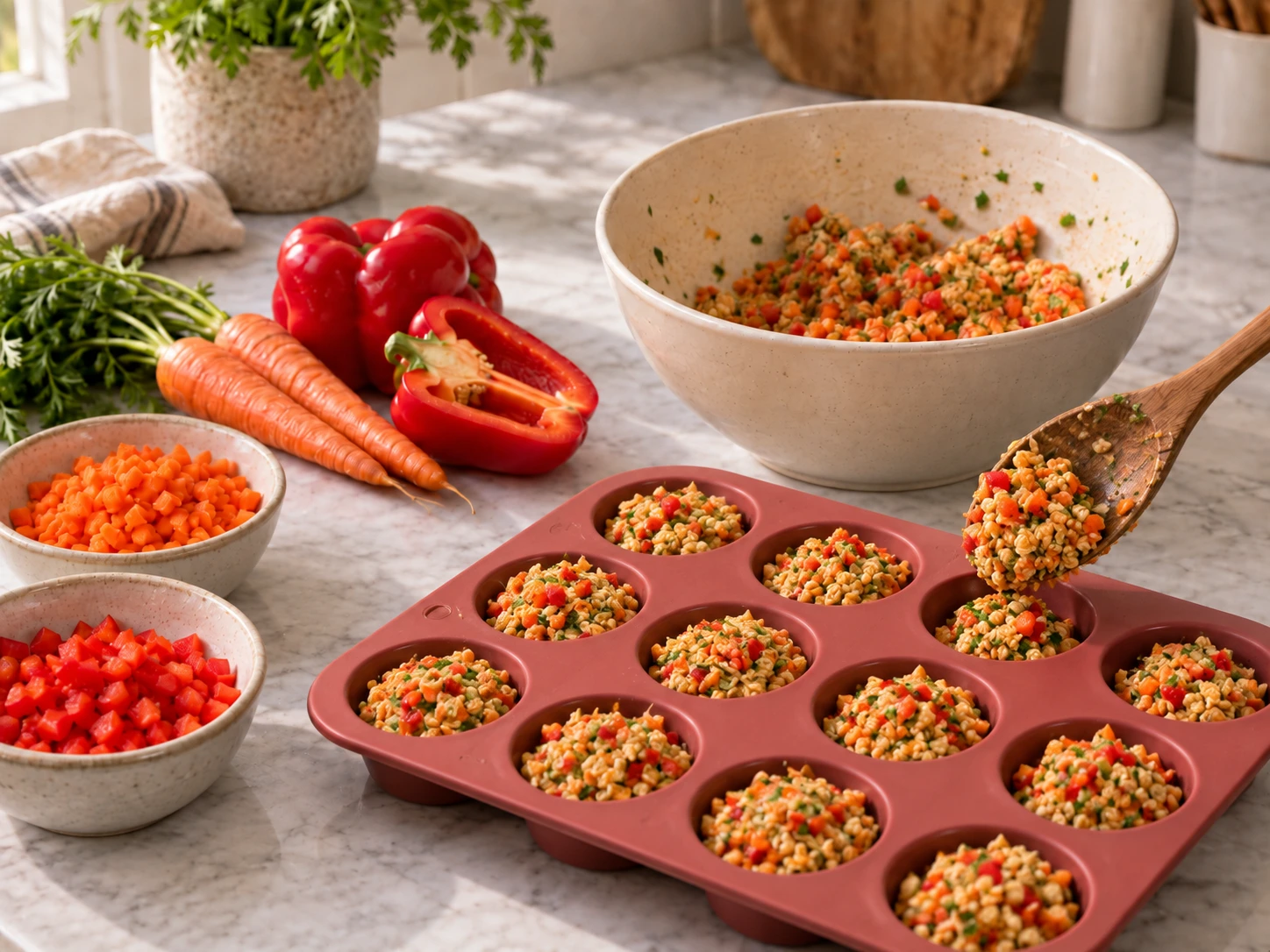 Herbed Vegetable Stuffing Cups for Pet Birds step 3