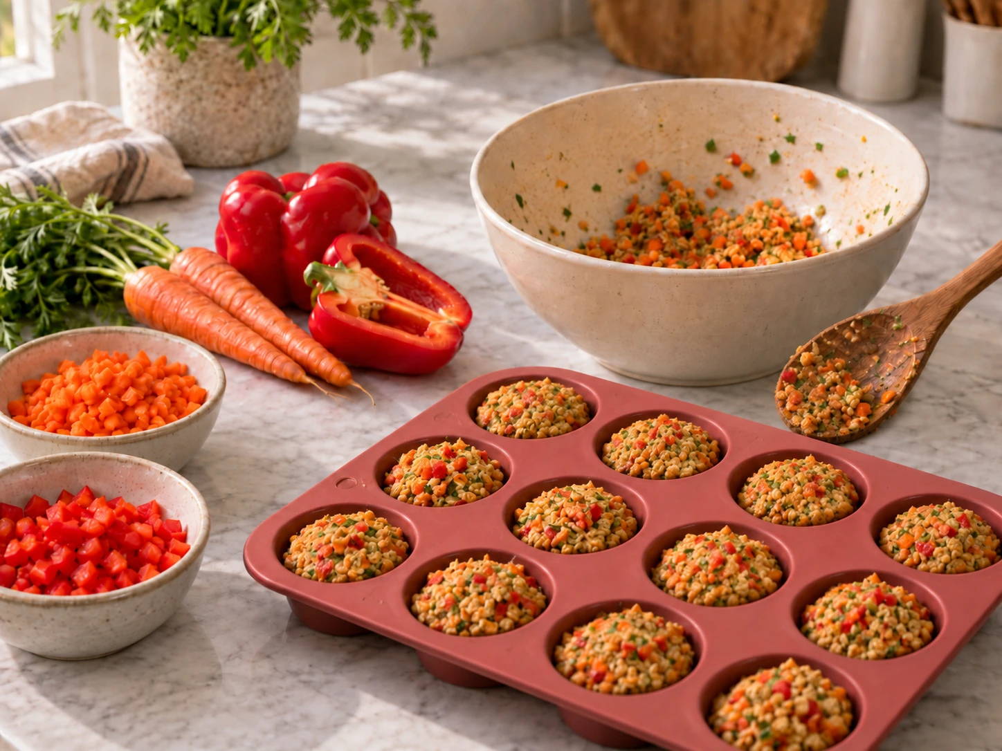 Herbed Vegetable Stuffing Cups for Pet Birds step 4