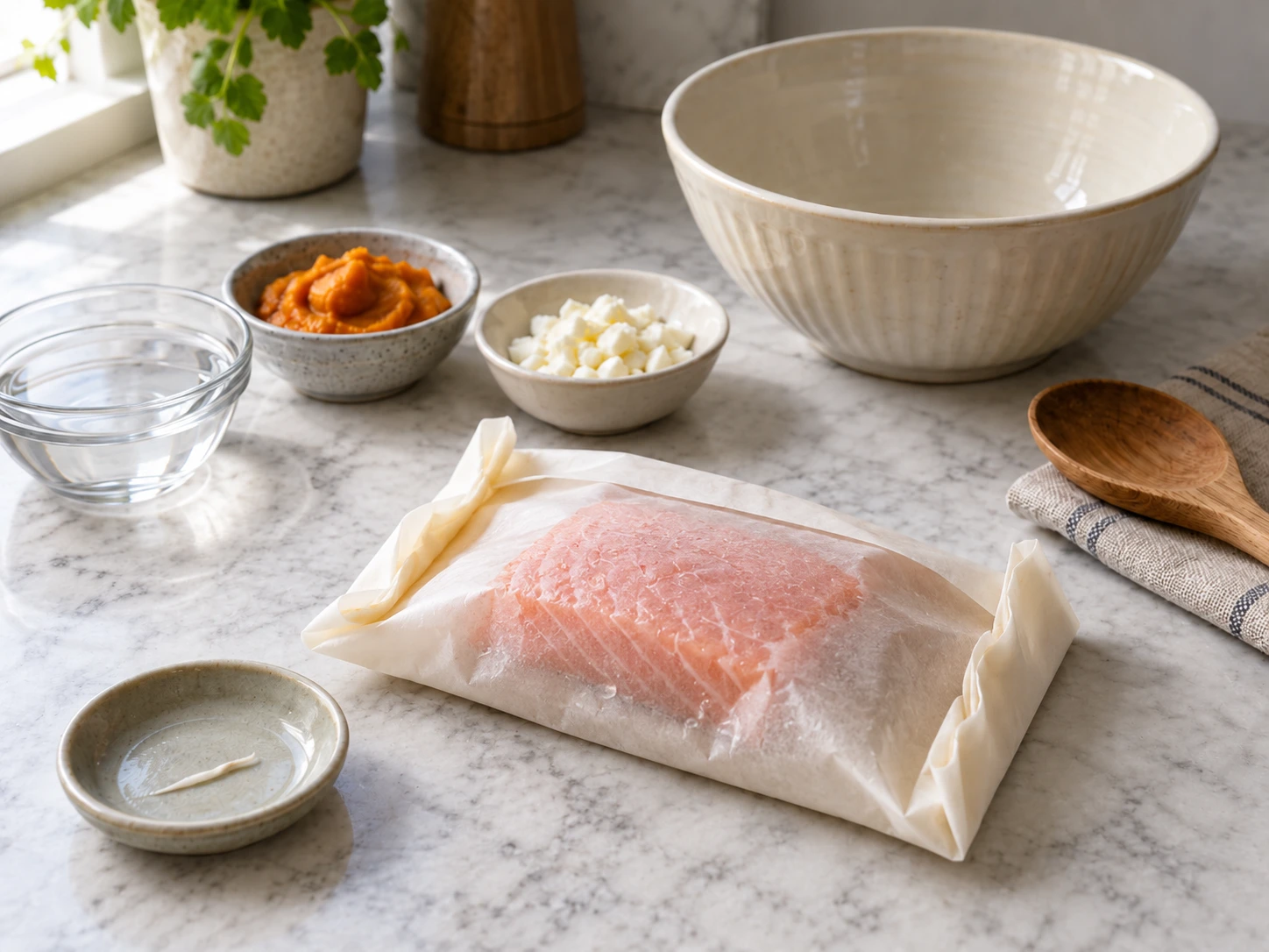Parchment-Steamed Salmon Flake Topper for Cats step 2