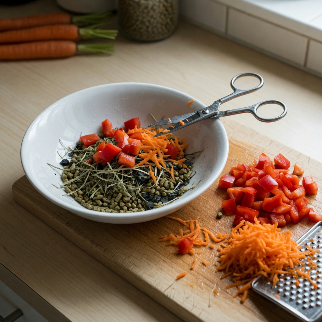 Pellet Hay Veggie Mash for Guinea Pigs step 3