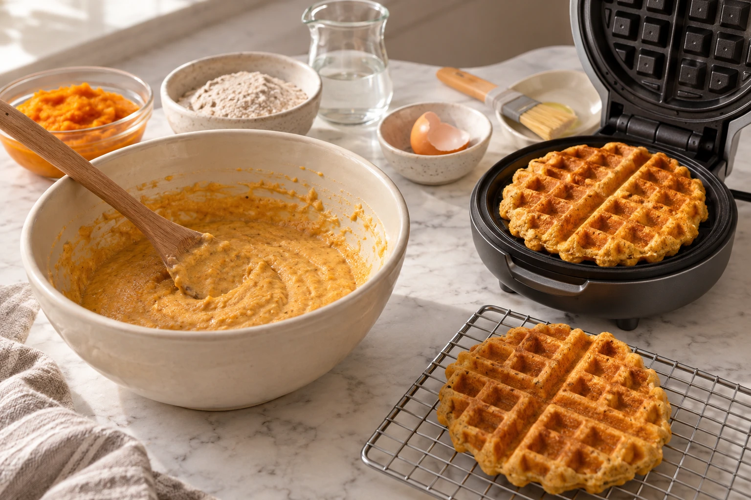 Pumpkin and Buckwheat Breakfast Waffles for Dogs