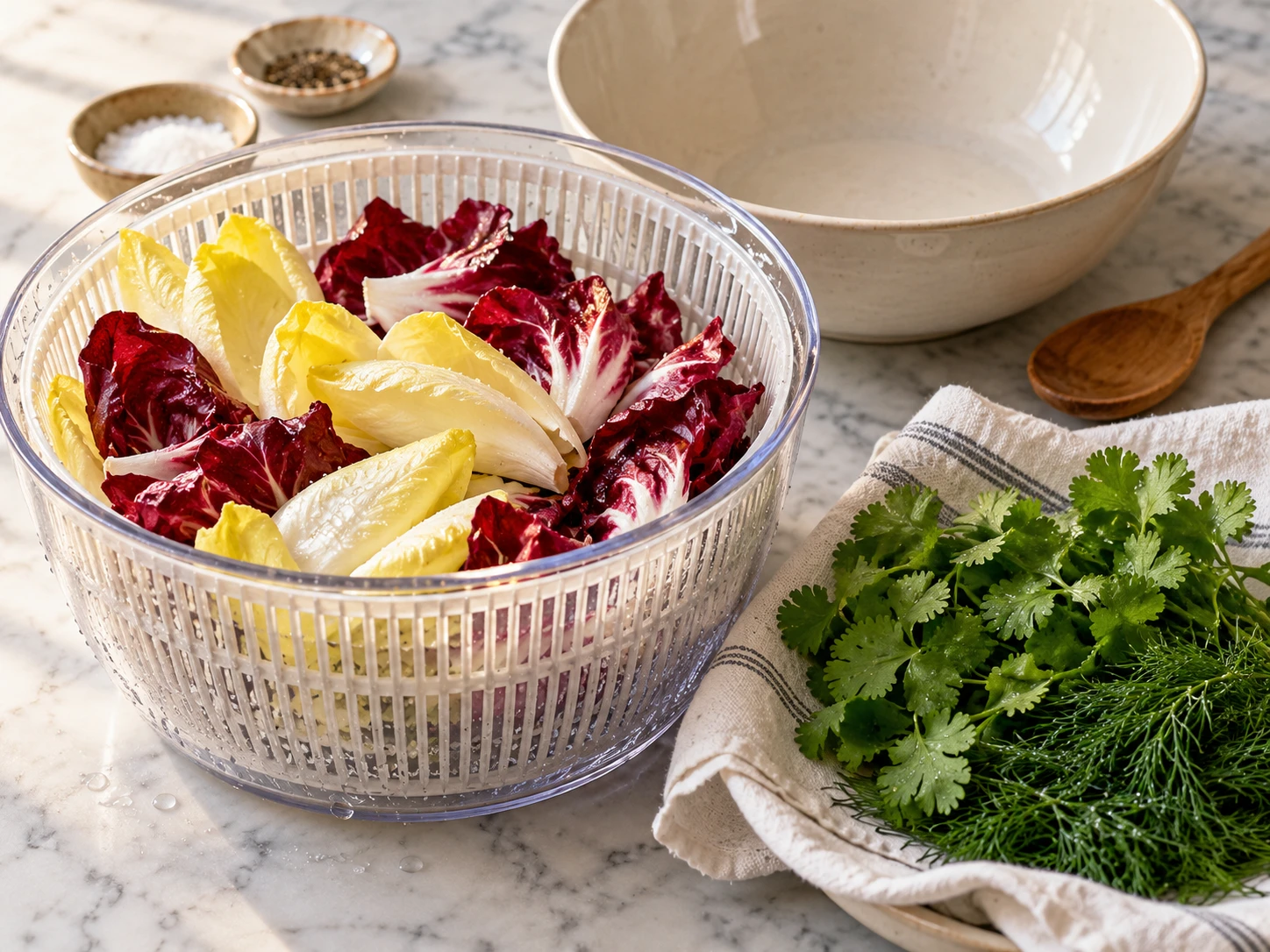Rabbits Endive Radicchio Herb Slaw step 1