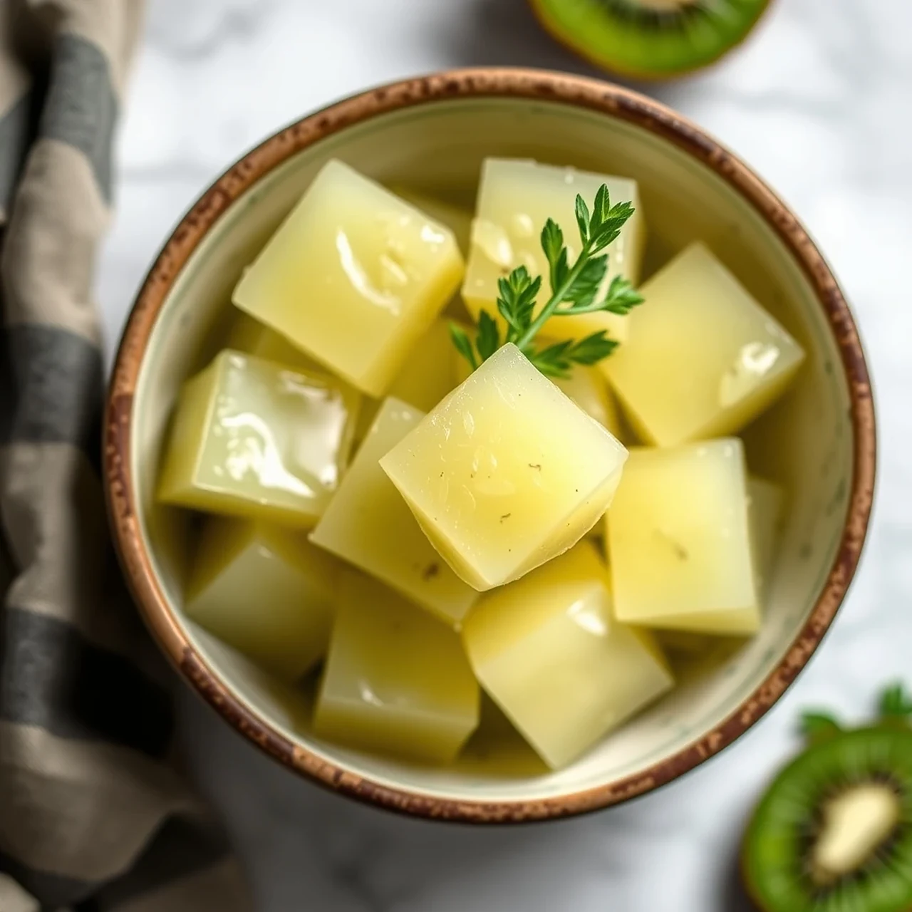 Refreshing Kiwi and Coconut Water Gelatin Cubes for Pets