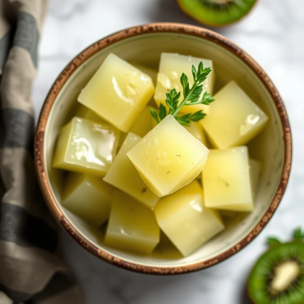 Refreshing Kiwi and Coconut Water Gelatin Cubes for Pets