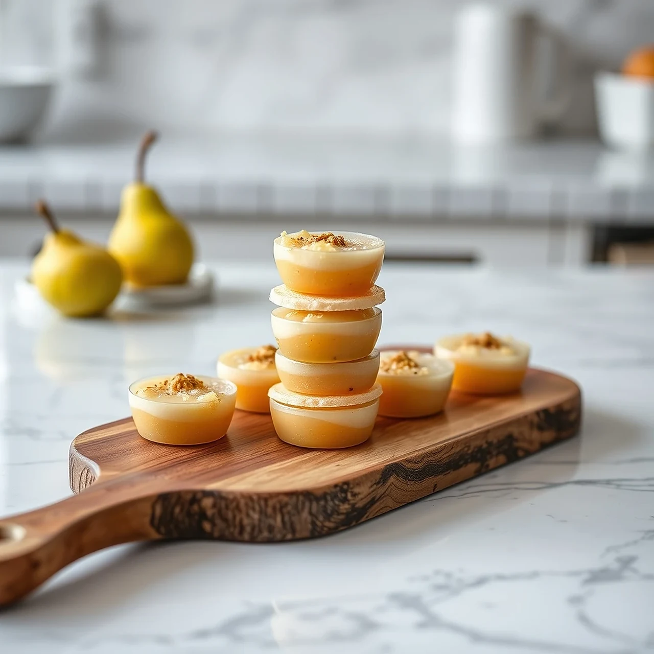 Refreshing Pear and Cantaloupe Gel Bites for Happy Pets