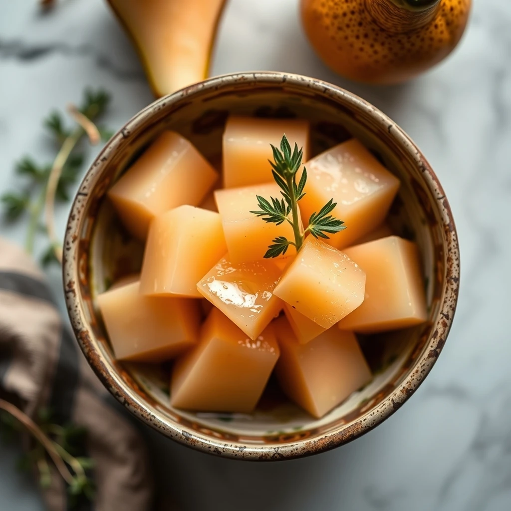 Refreshing Pear and Cantaloupe Gel Bites for Happy Pets step 1