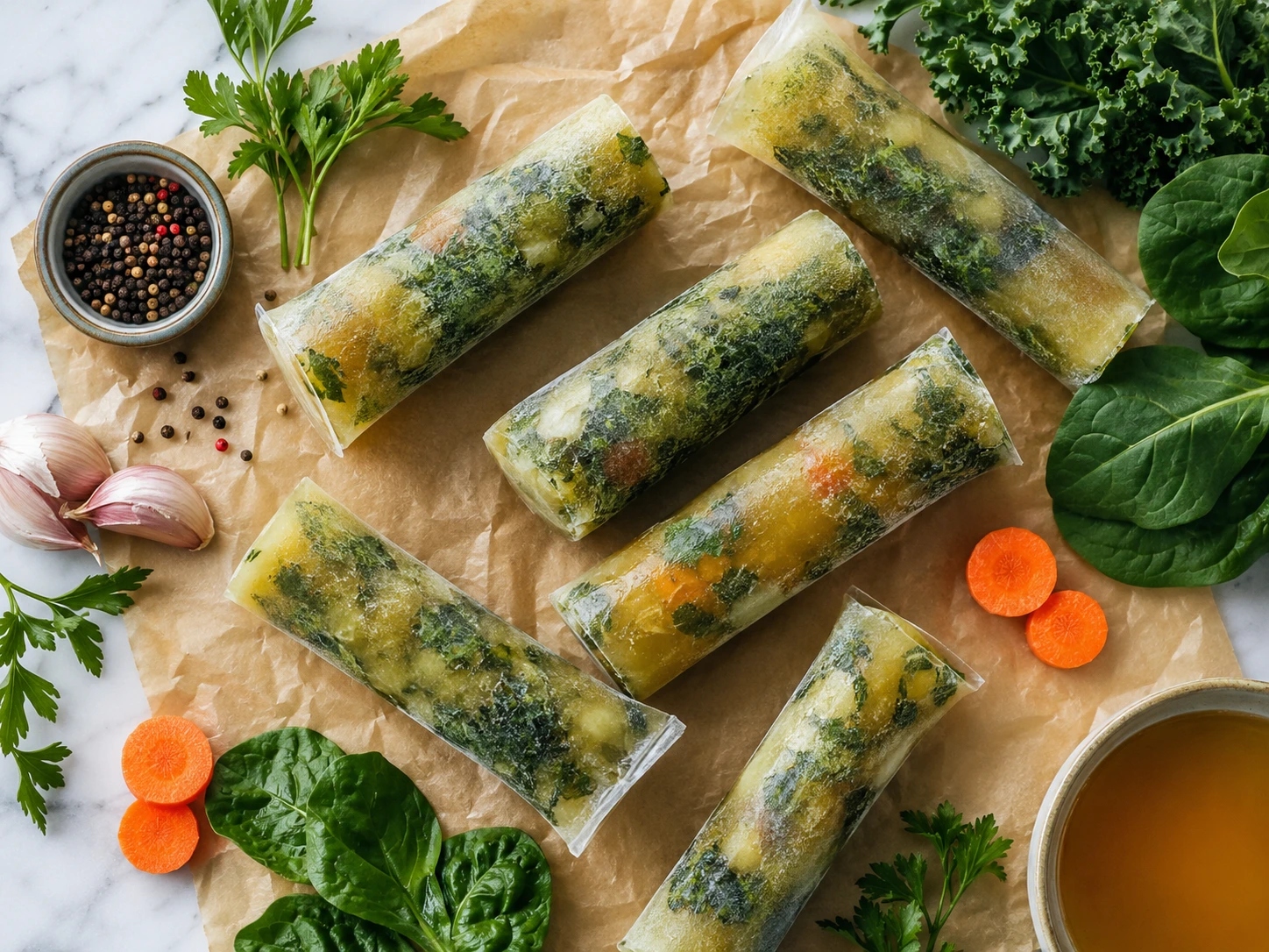 Savory Bone Broth & Garden Greens Freezies for Dogs step 3