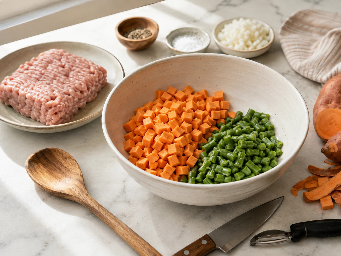 Skillet Turkey and Sweet Potato Hash Topper for Dogs step 1