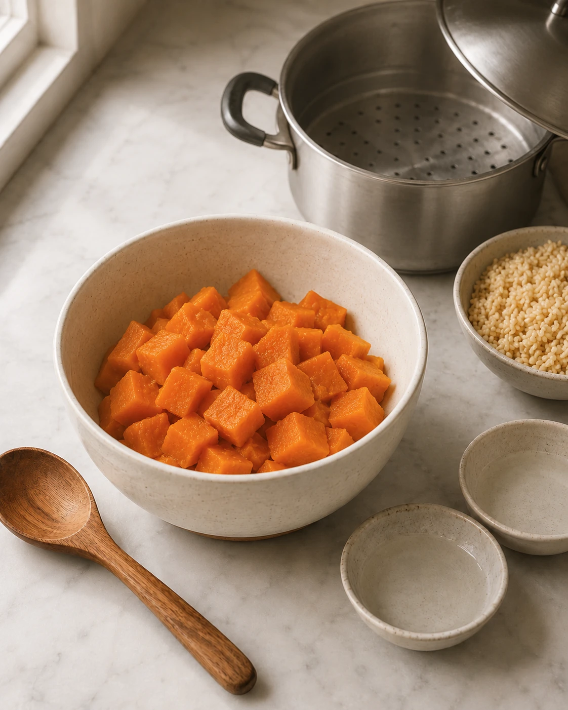 Sweet Potato and Brown Rice Soft Mash for Pet Birds step 2