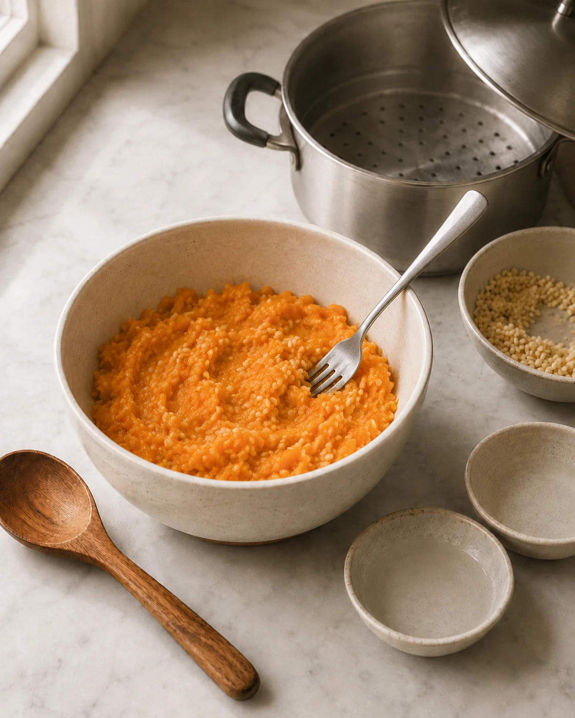 Sweet Potato and Brown Rice Soft Mash for Pet Birds step 3