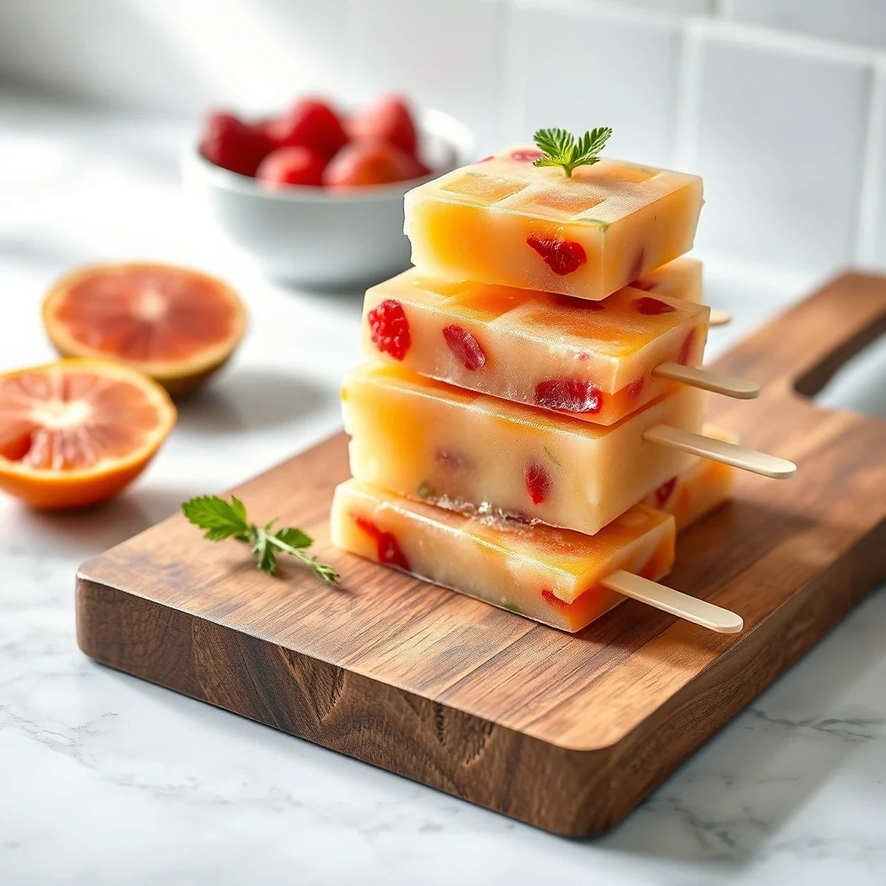 Tropical Fruit & Herb Hydration Pops: a Refreshing Treat for Warm Days