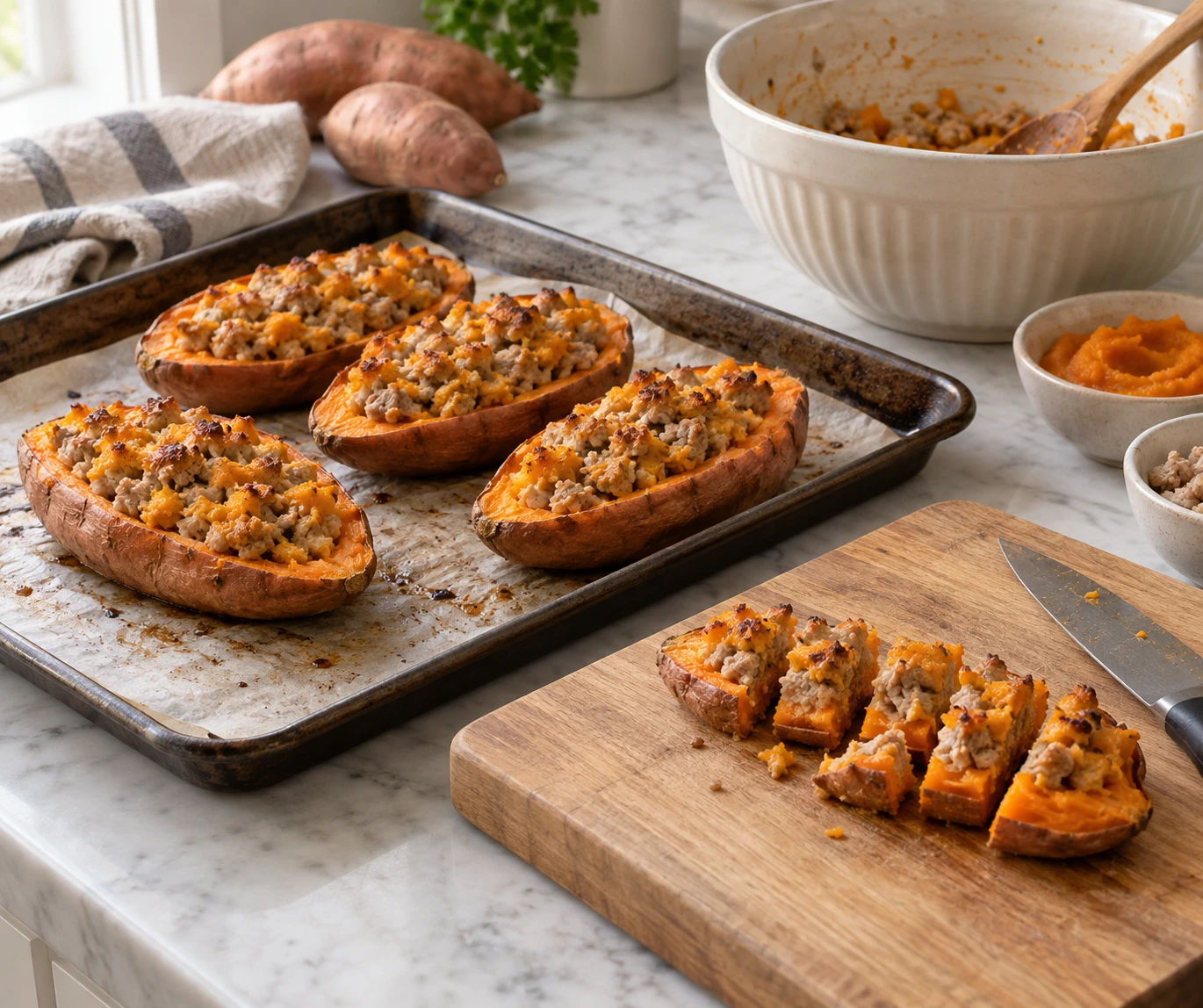 Turkey and Pumpkin Stuffed Sweet Potato Boats for Dogs step 5