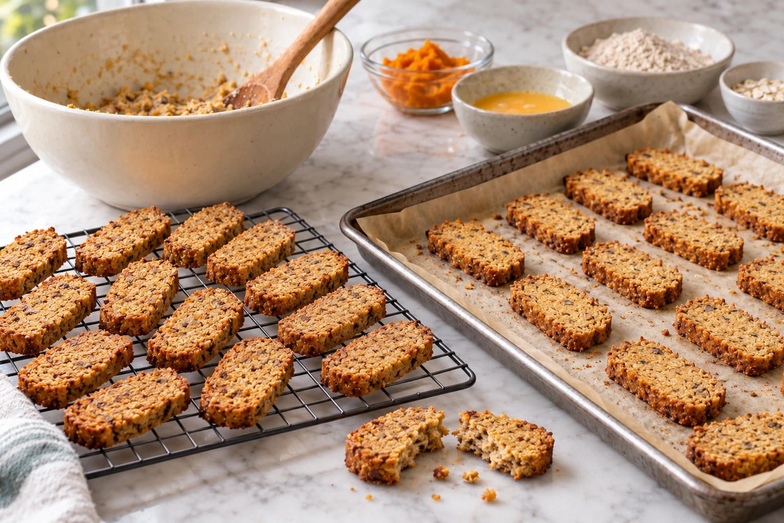 Twice-Baked Sardine and Oat Biscotti for Dogs step 5