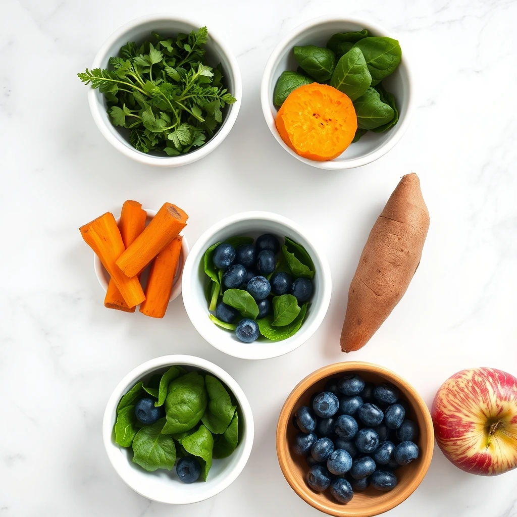 Vibrant Veggie and Fruit Powder Topper: a Nutrient Boost for Any Pet Meal step 1