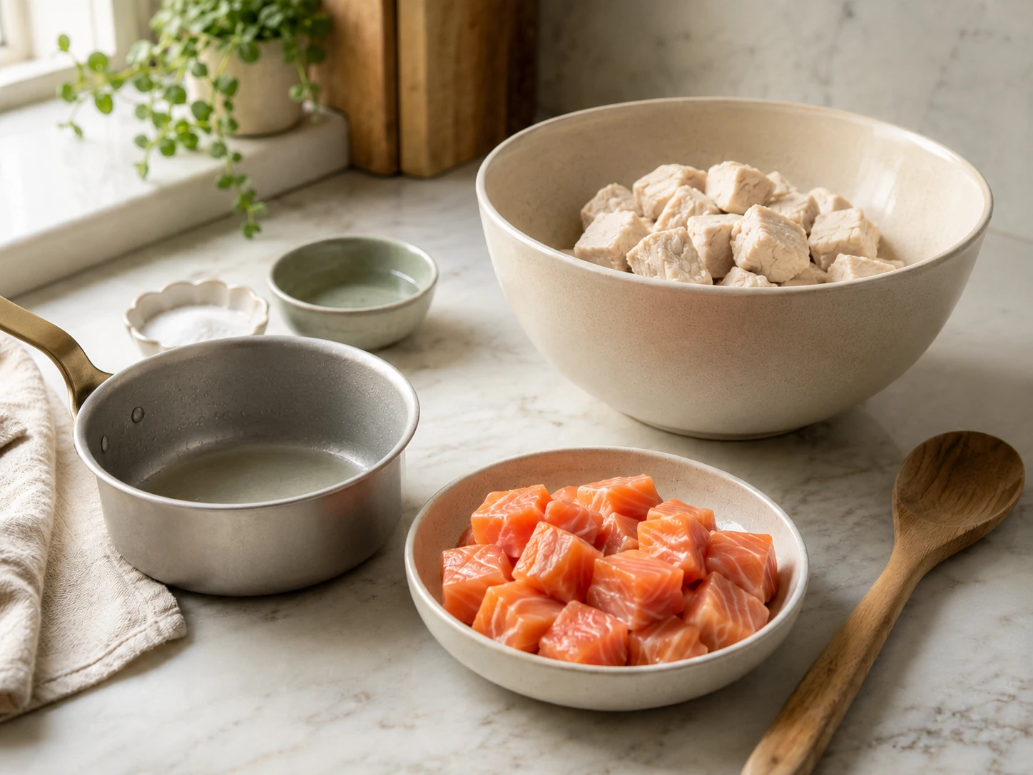 Whipped Chicken and Salmon Mousse Topper for Cats step 2