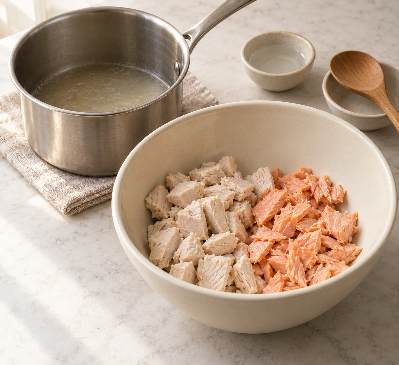 Whipped Chicken and Salmon Mousse Topper for Cats step 3