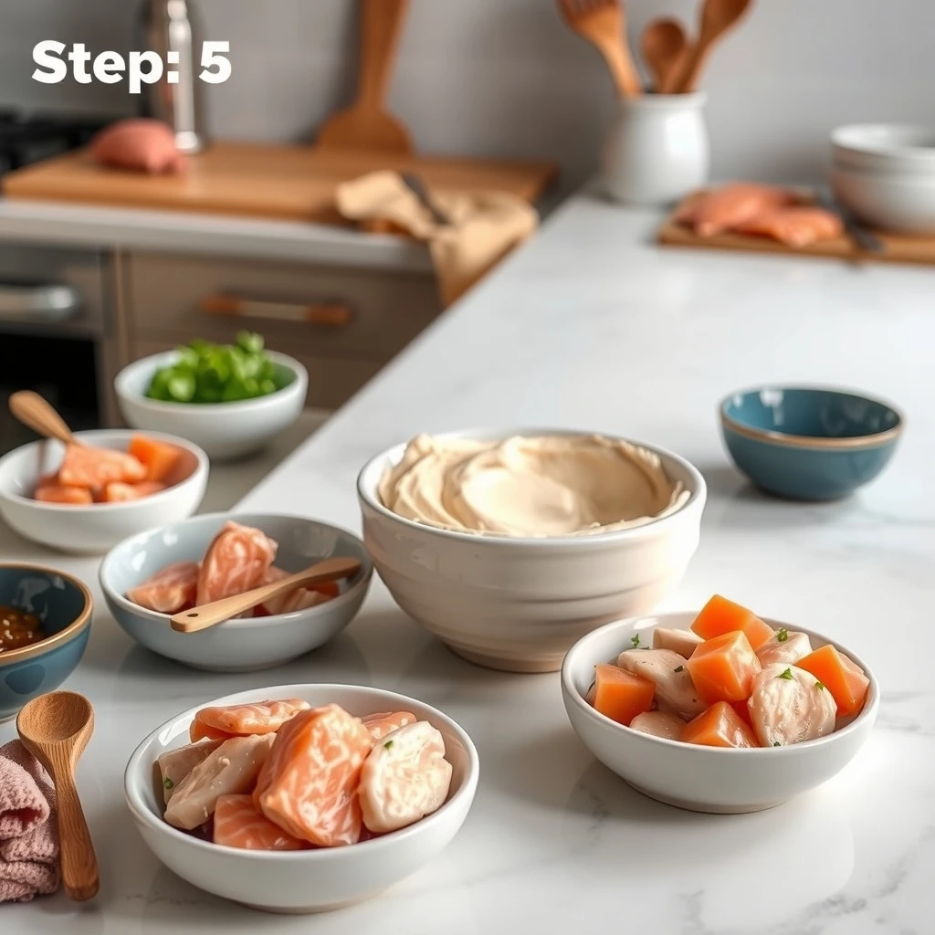 Whipped Chicken and Salmon Mousse Topper for Cats step 5